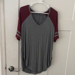 Torrid Gray and Burgundy Tunic Top